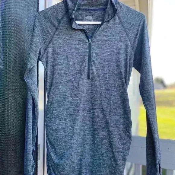 North Face Women's Small Pullover Thumb Holes Gray Quarter Zip Flash Dry - Picture 2 of 3
